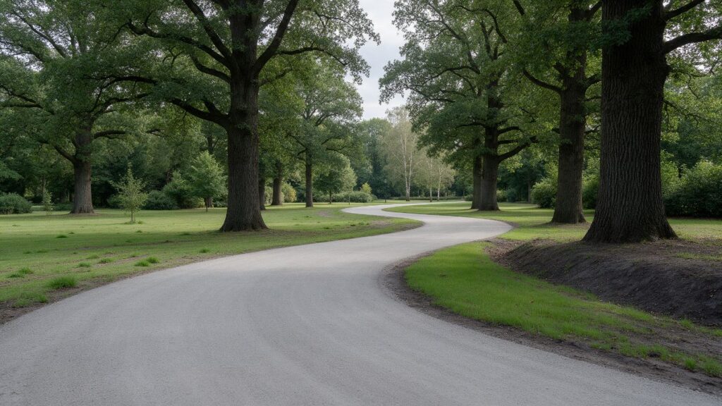 Gerenoveerd halfverhardingspad in een stadspark